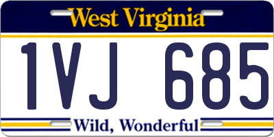 WV license plate 1VJ685