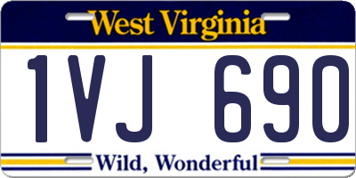 WV license plate 1VJ690