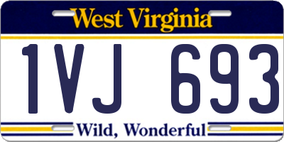 WV license plate 1VJ693