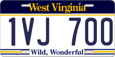 WV license plate 1VJ700