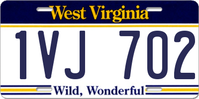WV license plate 1VJ702