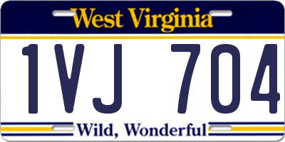 WV license plate 1VJ704