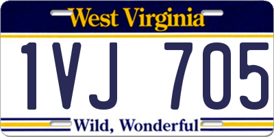 WV license plate 1VJ705
