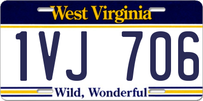 WV license plate 1VJ706