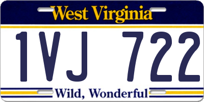 WV license plate 1VJ722