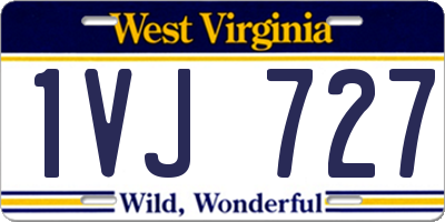 WV license plate 1VJ727