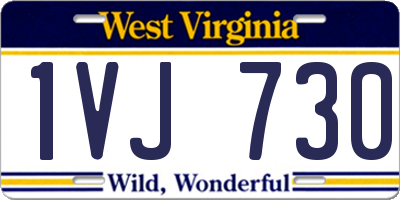WV license plate 1VJ730