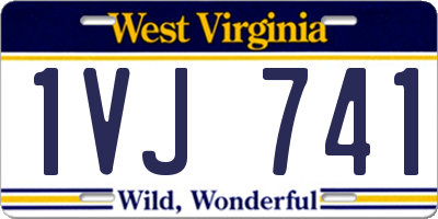 WV license plate 1VJ741