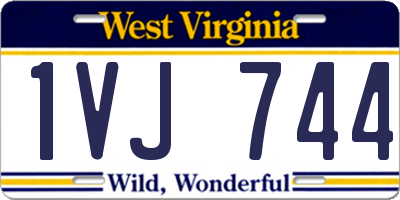 WV license plate 1VJ744