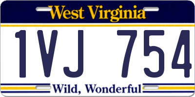WV license plate 1VJ754