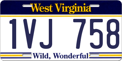 WV license plate 1VJ758