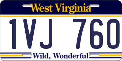 WV license plate 1VJ760