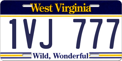 WV license plate 1VJ777