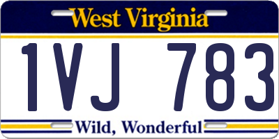 WV license plate 1VJ783