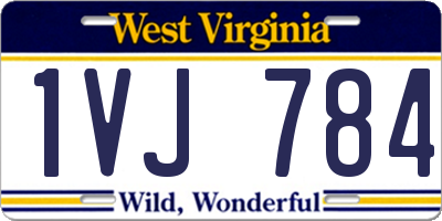 WV license plate 1VJ784