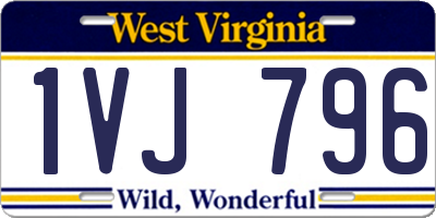 WV license plate 1VJ796