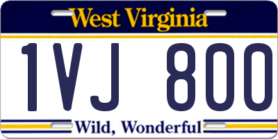 WV license plate 1VJ800