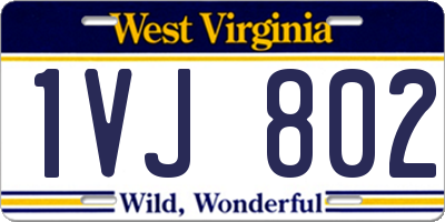 WV license plate 1VJ802