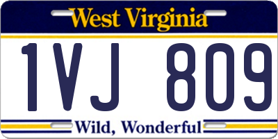 WV license plate 1VJ809