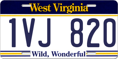 WV license plate 1VJ820