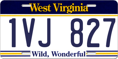 WV license plate 1VJ827
