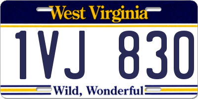 WV license plate 1VJ830