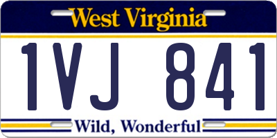 WV license plate 1VJ841