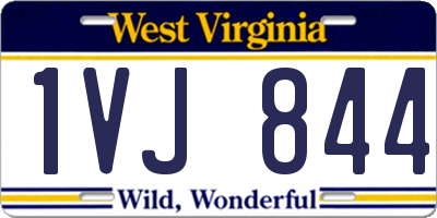 WV license plate 1VJ844
