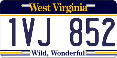 WV license plate 1VJ852