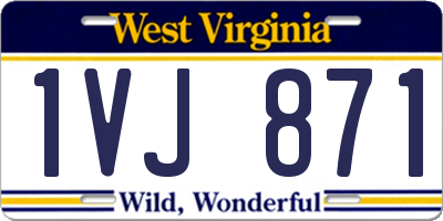 WV license plate 1VJ871