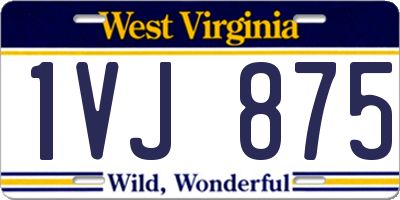 WV license plate 1VJ875