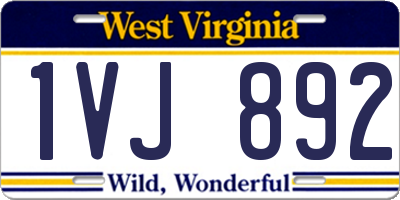 WV license plate 1VJ892