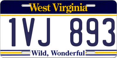 WV license plate 1VJ893