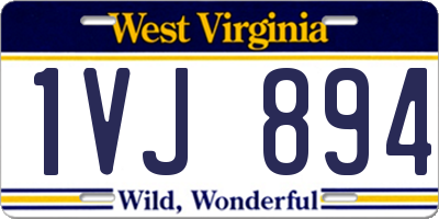 WV license plate 1VJ894