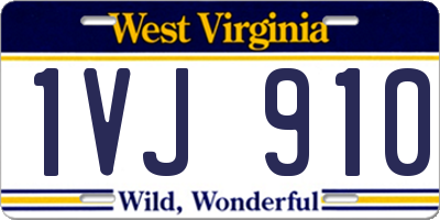 WV license plate 1VJ910