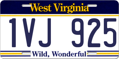 WV license plate 1VJ925