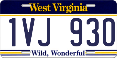 WV license plate 1VJ930