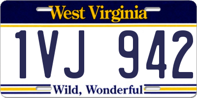 WV license plate 1VJ942