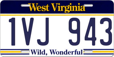 WV license plate 1VJ943