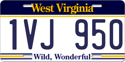 WV license plate 1VJ950