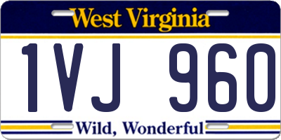 WV license plate 1VJ960
