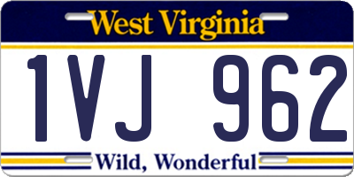 WV license plate 1VJ962