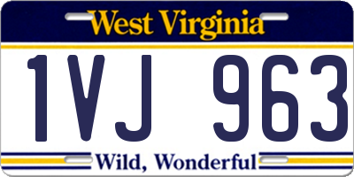 WV license plate 1VJ963
