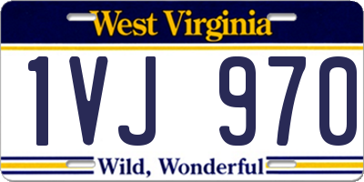 WV license plate 1VJ970