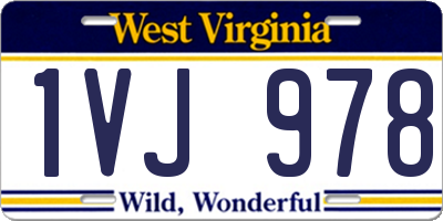 WV license plate 1VJ978