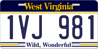 WV license plate 1VJ981