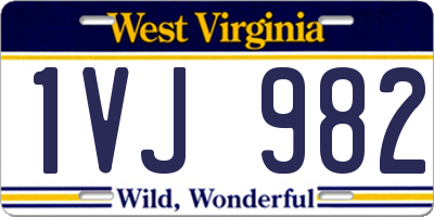 WV license plate 1VJ982