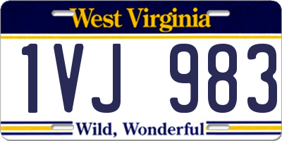 WV license plate 1VJ983