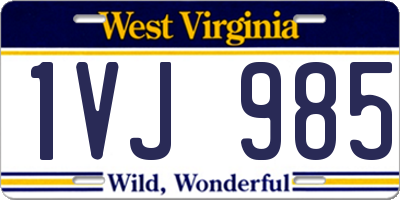 WV license plate 1VJ985