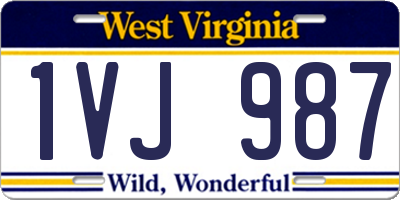 WV license plate 1VJ987